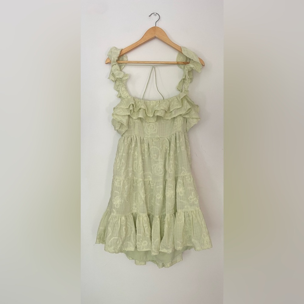 new All in Favor Light Green Ruffle Dress pistachio green large - Picture 7 of 8